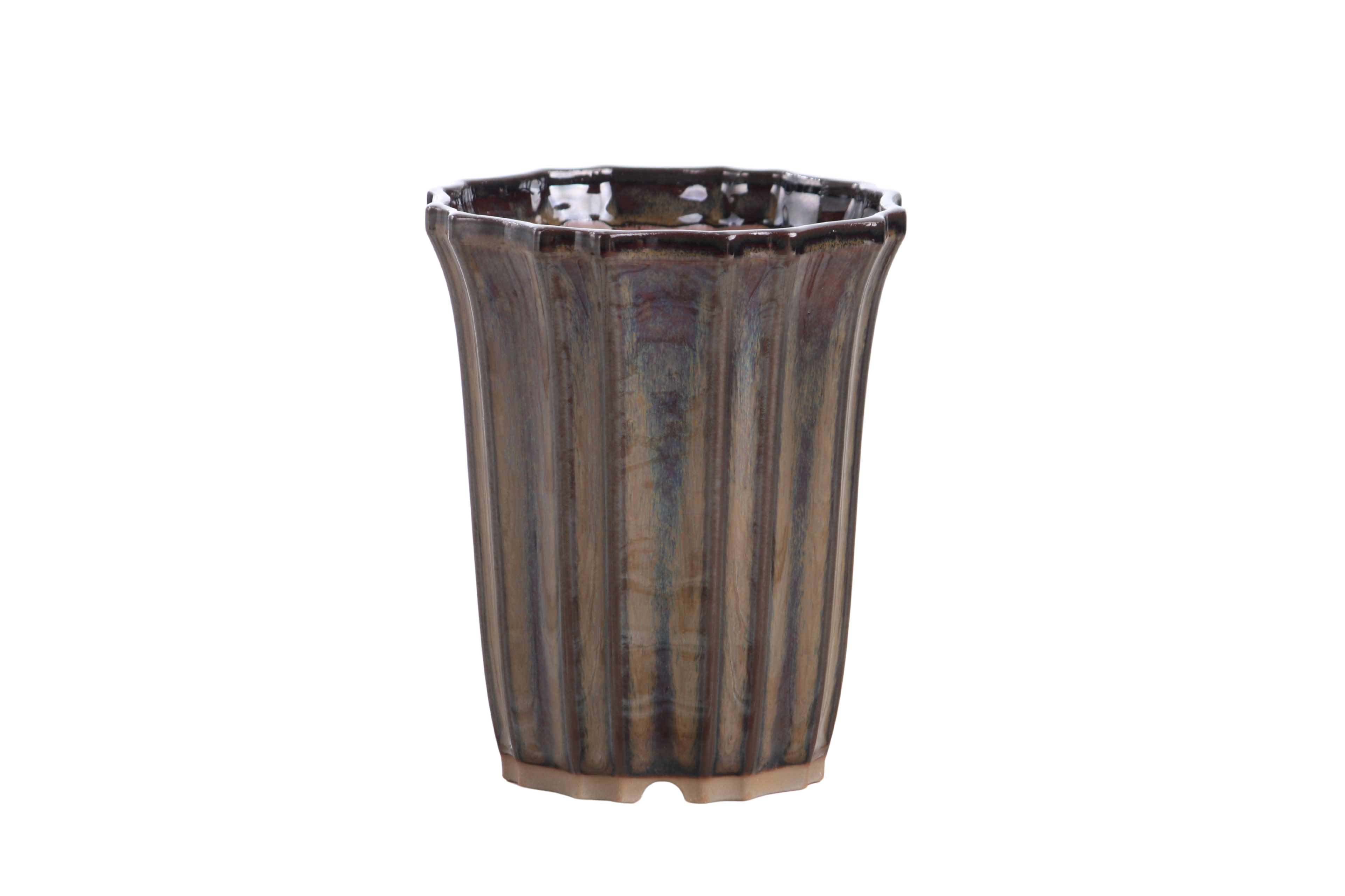 Willow Bonsai Ceramics Flower Design Cascade Bonsai Pot 5 Inch – Elegant Tall Ceramic Bonsai & Succulent Planter, High‑Fired Frost‑Proof Stoneware with Drainage & Wiring Holes, Handmade in USA (Dark Honey)