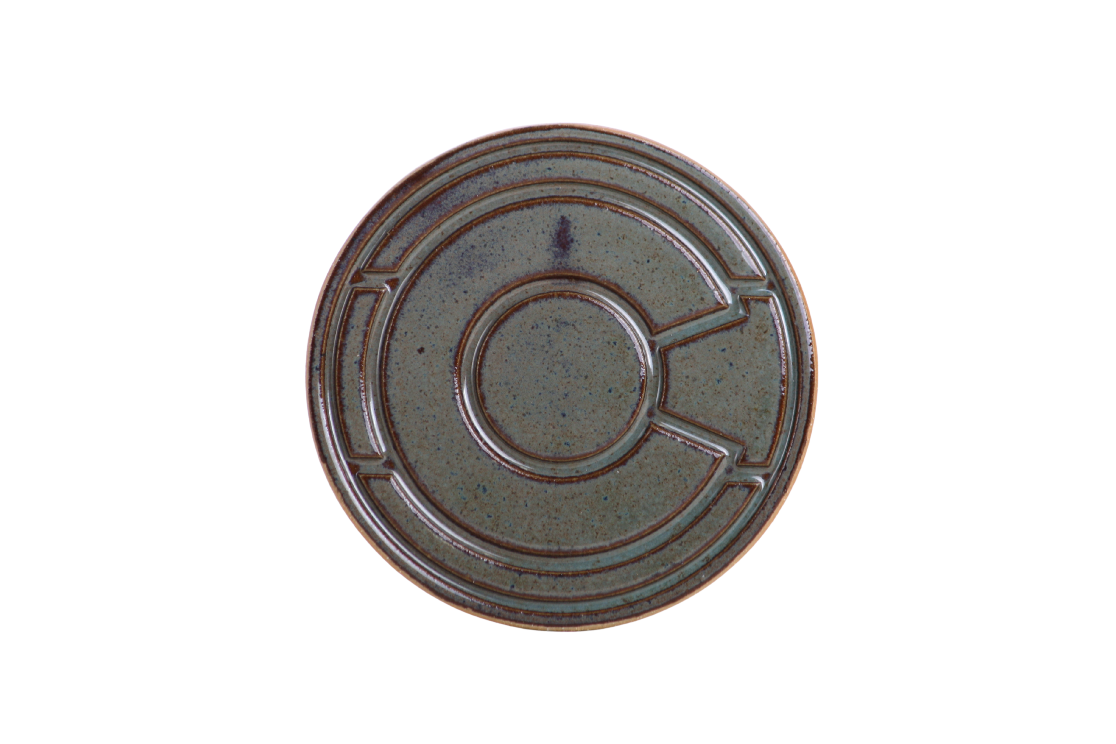 Willow Bonsai Ceramics Colorado Ceramic Coaster – 4 Inch Handmade Stoneware Drink Coaster with Indented Moat Design, Reactive Glazes, Cork Backing Pads, Made in Colorado, USA (Starry Night)