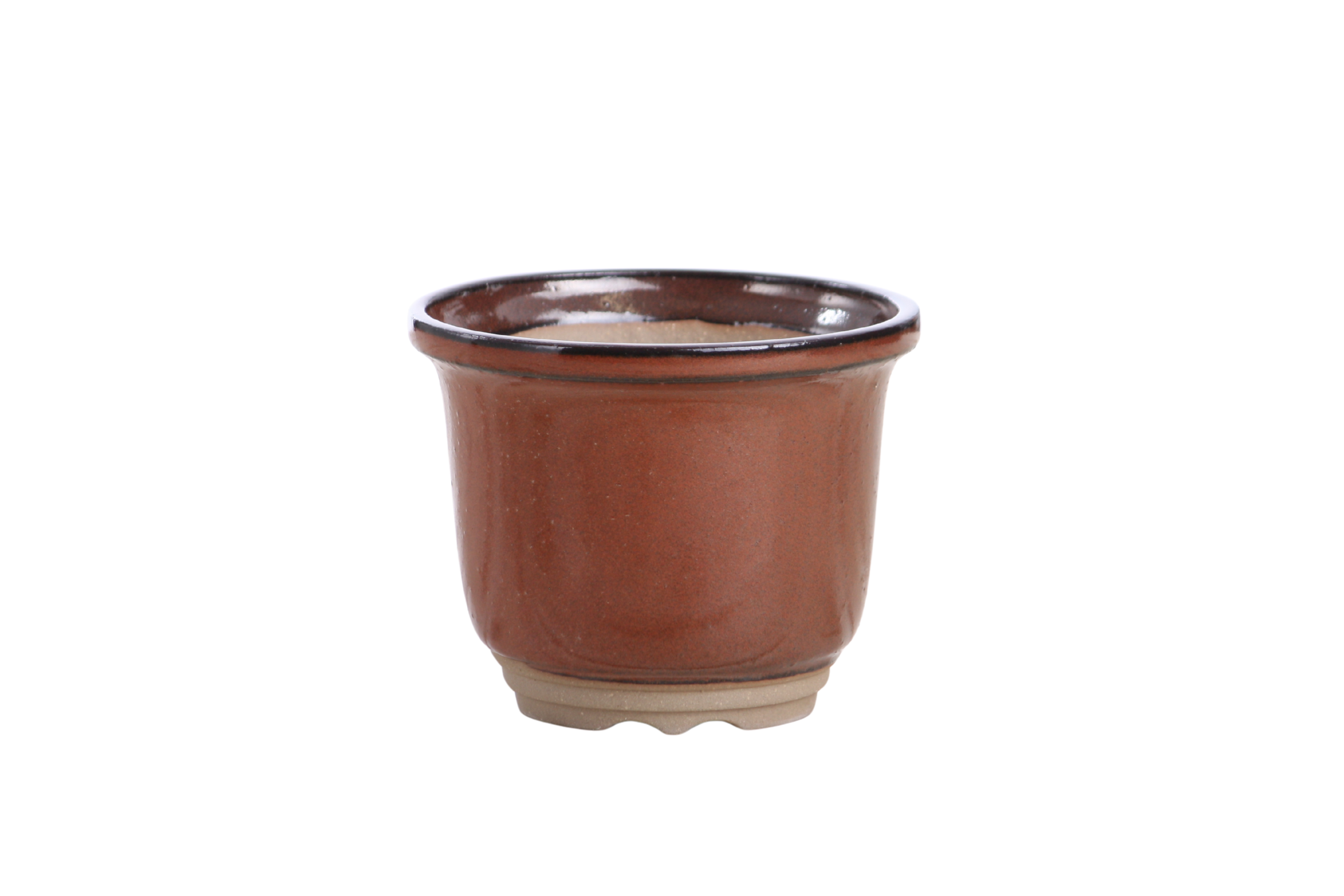 Willow Bonsai Ceramics Flute Bonsai Pot 4 Inch – Round Semi‑Cascade Ceramic Bonsai & Succulent Planter with Fluted Profile and Banded Base, High‑Fired Frost‑Proof Stoneware, Handmade in USA (Sunset)