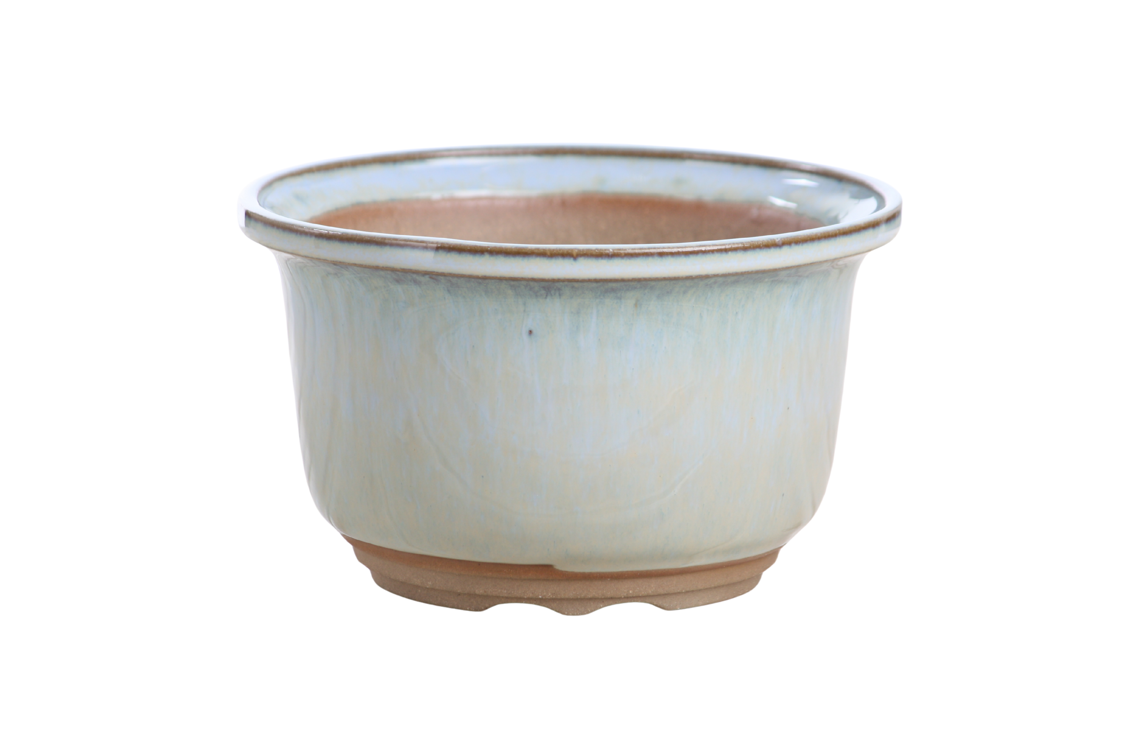 Willow Bonsai Ceramics Flute Bonsai Pot 6 Inch – Round Semi‑Cascade Ceramic Bonsai & Succulent Planter with Fluted Profile and Banded Base, High‑Fired Frost‑Proof Stoneware, Handmade in USA (Glacier)