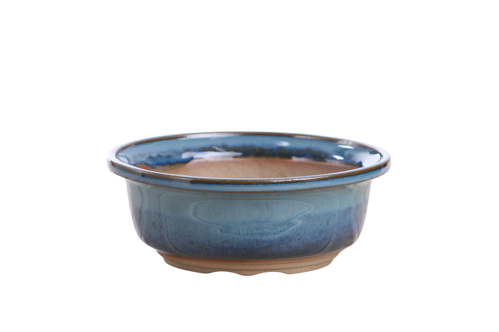 Willow Bonsai Ceramics Round Bonsai Pot 6 Inch – Round Ceramic Bonsai & Succulent Planter with Accentuated Rim and Sculpted Foot Ring, High‑Fired Frost‑Proof Stoneware, Handmade in USA (Peacock)