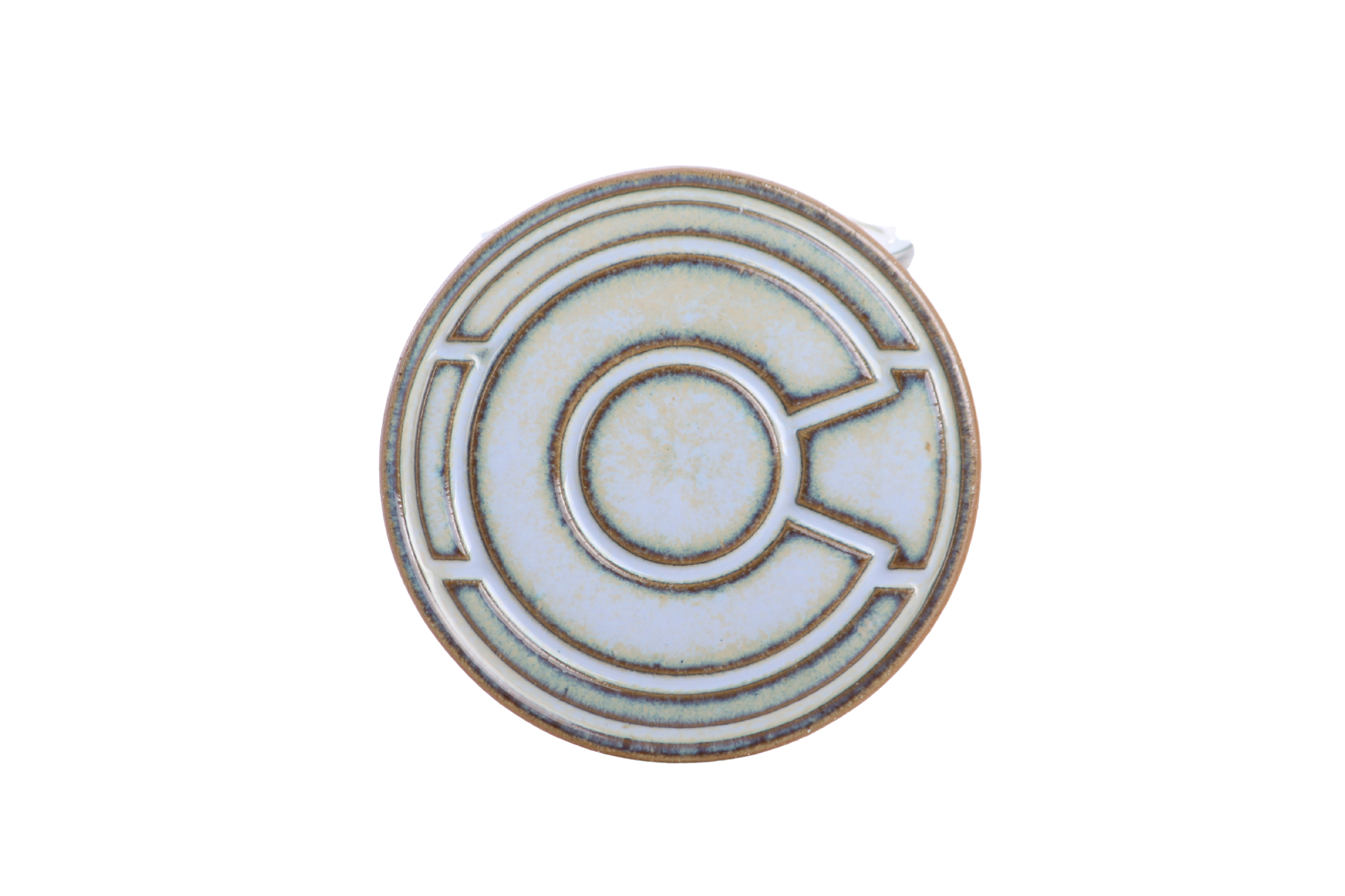 Willow Bonsai Ceramics Colorado Ceramic Coaster – 4 Inch Handmade Stoneware Drink Coaster with Indented Moat Design, Reactive Glazes, Cork Backing Pads, Made in Colorado, USA (Glacier)