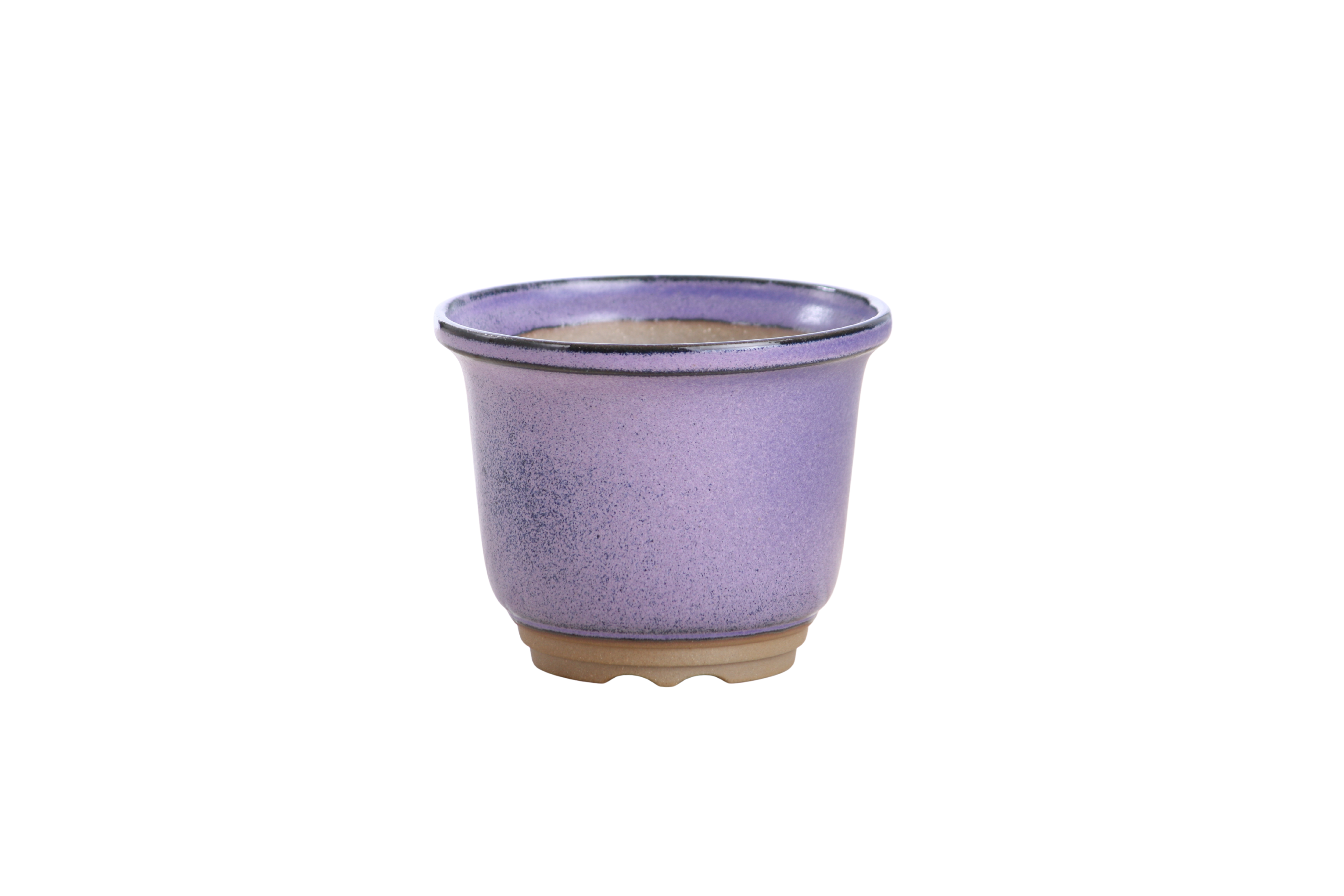 Willow Bonsai Ceramics Flute Bonsai Pot 4 Inch – Round Semi‑Cascade Ceramic Bonsai & Succulent Planter with Fluted Profile and Banded Base, High‑Fired Frost‑Proof Stoneware, Handmade in USA (Purple)