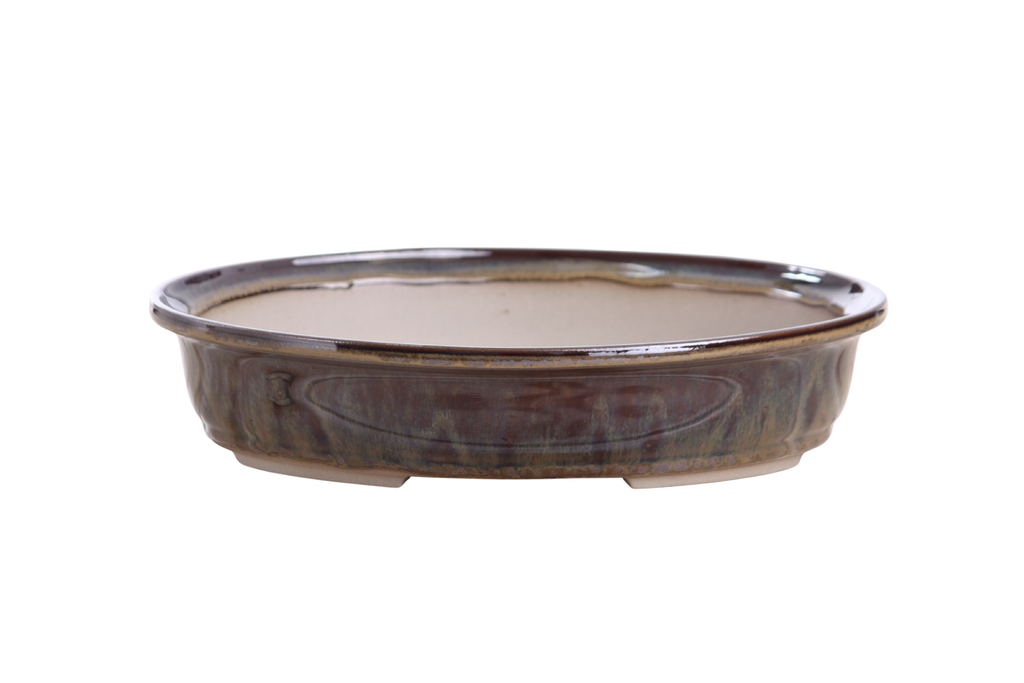 Willow Bonsai Ceramics Landscape Oval A Bonsai Pot 10 Inch – Large Oval Ceramic Bonsai Planter for Forest, Group & Specimen Tree Plantings, High‑Fired Frost‑Proof Stoneware, Handmade in USA (Dark Honey)