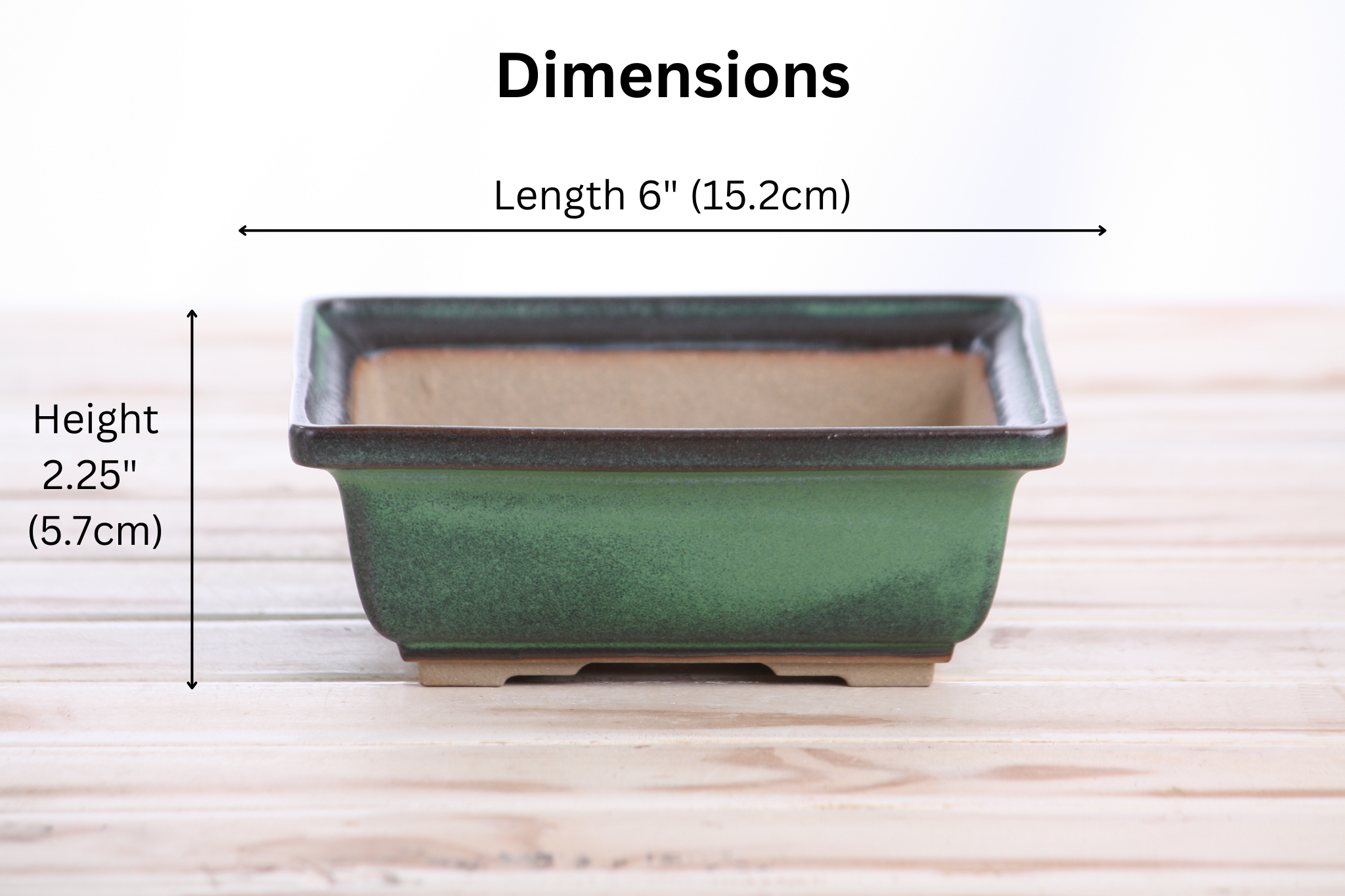 Willow Bonsai Ceramics Square Bonsai Pot 6 Inch – Low‑Profile Square Ceramic Bonsai & Succulent Planter with Accentuated Rim, High‑Fired Frost‑Proof Stoneware, Handmade in USA (Avocado)