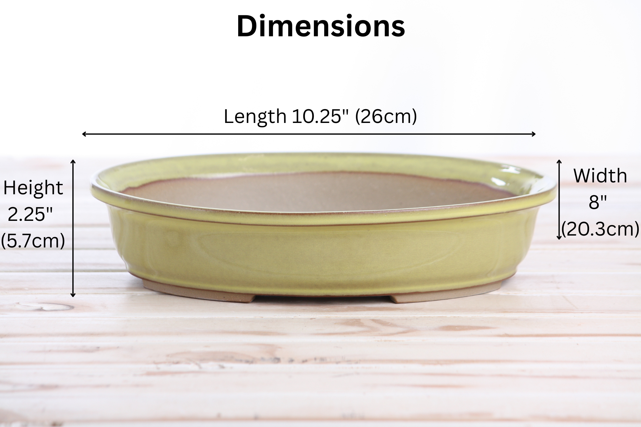 Willow Bonsai Ceramics Landscape Oval A Bonsai Pot 10 Inch – Large Oval Ceramic Bonsai Planter for Forest, Group & Specimen Tree Plantings, High‑Fired Frost‑Proof Stoneware, Handmade in USA (Yellow)