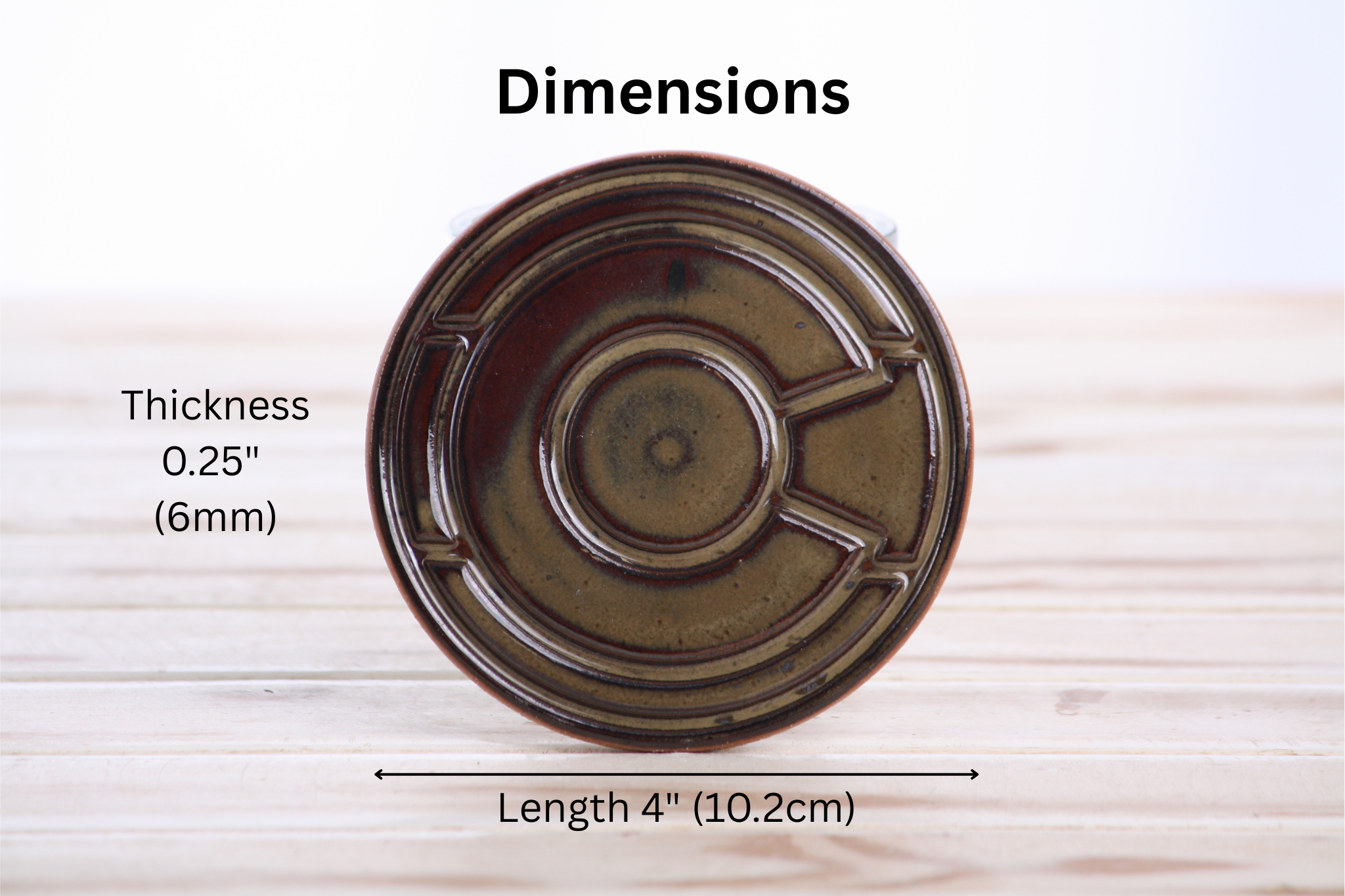 Willow Bonsai Ceramics Colorado Ceramic Coaster – 4 Inch Handmade Stoneware Drink Coaster with Indented Moat Design, Reactive Glazes, Cork Backing Pads, Made in Colorado, USA (Dark Honey)