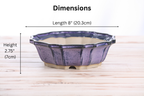 Willow Bonsai Ceramics Flower Design Bonsai Pot 8 Inch – Elegant Ceramic Bonsai & Succulent Planter, High‑Fired Frost‑Proof Stoneware with Drainage & Wiring Holes, Handmade in USA (Purple)