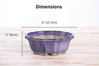 Willow Bonsai Ceramics Flower Design Bonsai Pot 5 Inch – Elegant Ceramic Bonsai & Succulent Planter, High‑Fired Frost‑Proof Stoneware with Drainage & Wiring Holes, Handmade in USA (Purple)