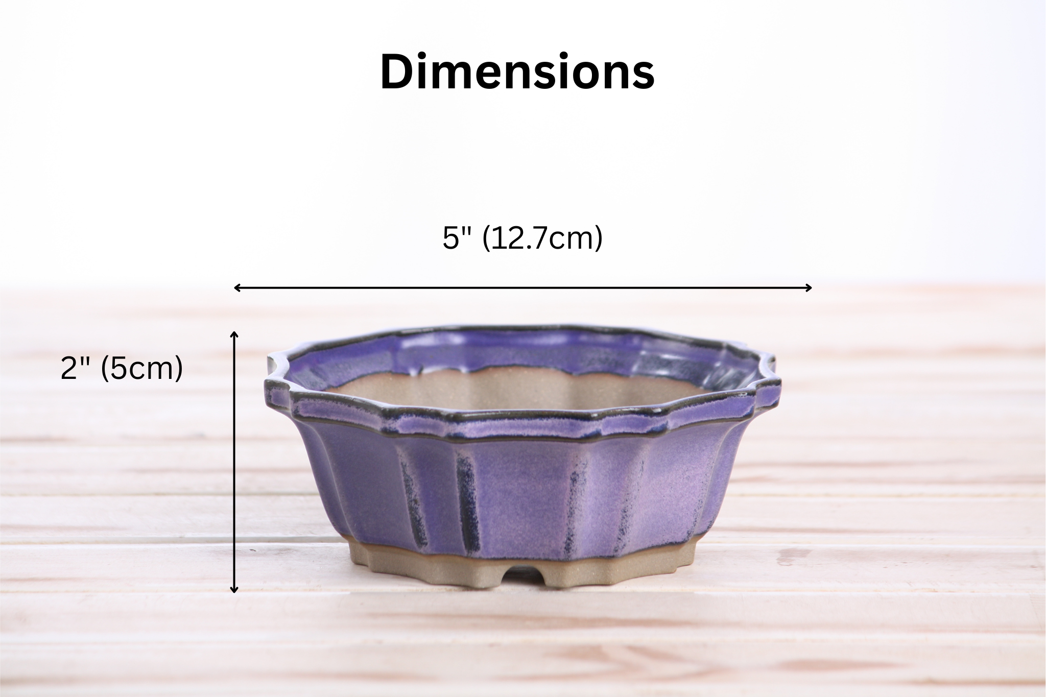 Willow Bonsai Ceramics Flower Design Bonsai Pot 5 Inch – Elegant Ceramic Bonsai & Succulent Planter, High‑Fired Frost‑Proof Stoneware with Drainage & Wiring Holes, Handmade in USA (Purple)