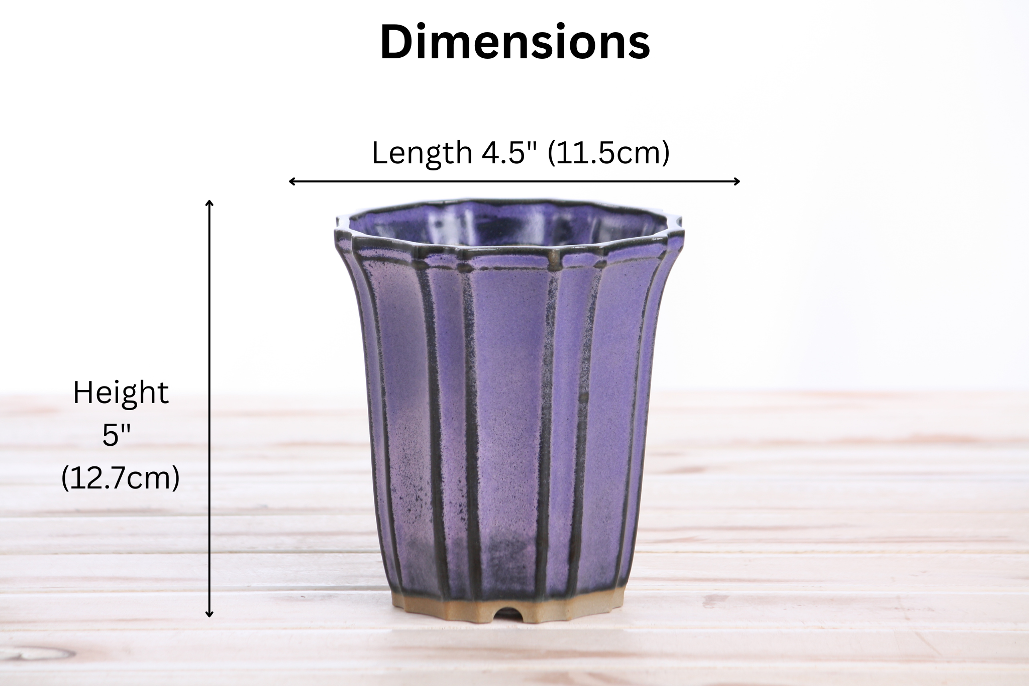 Willow Bonsai Ceramics Flower Design Cascade Bonsai Pot 4.5 Inch – Elegant Tall Ceramic Bonsai & Succulent Planter, High‑Fired Frost‑Proof Stoneware with Drainage & Wiring Holes, Handmade in USA (Purple)