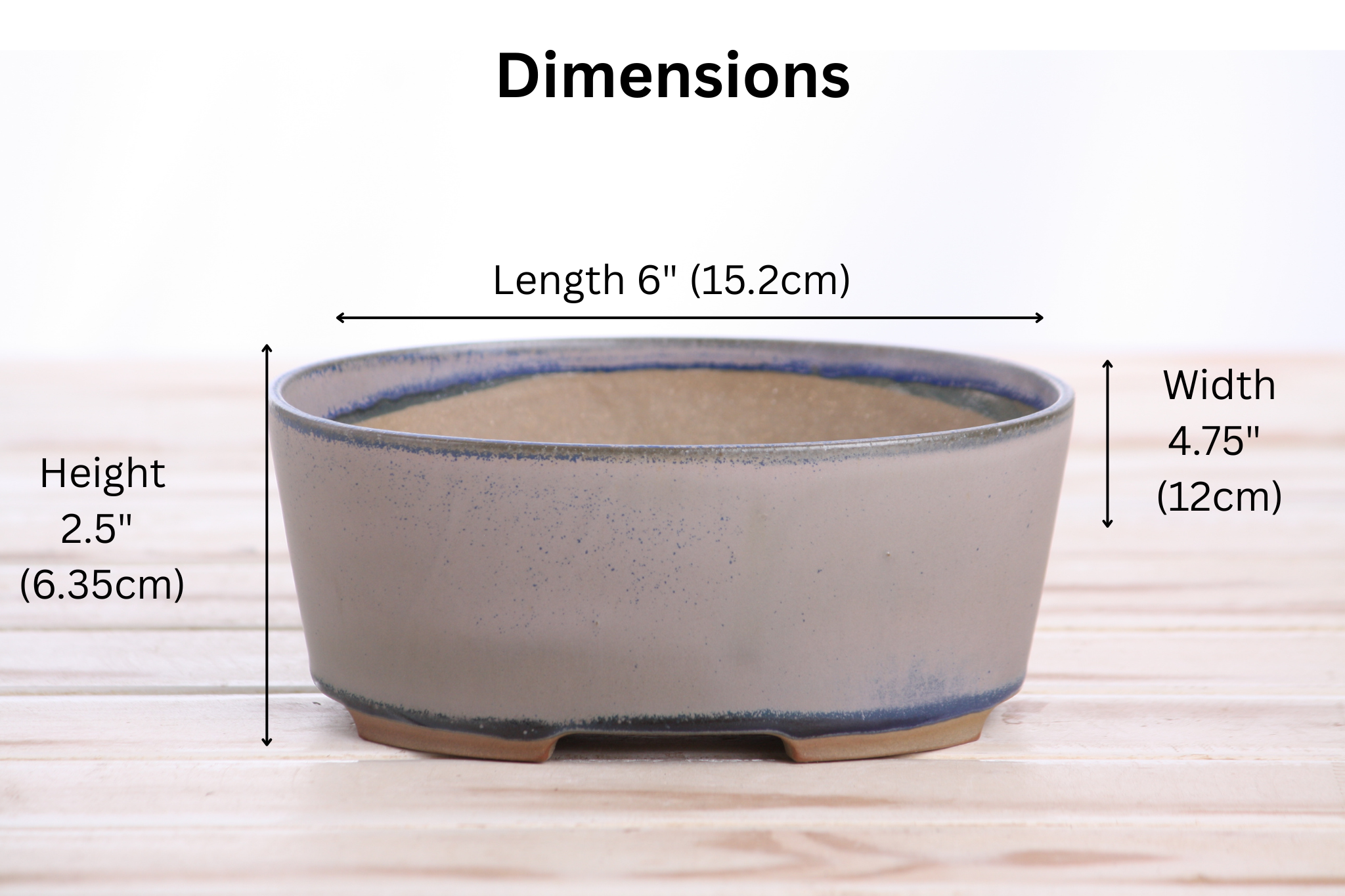Willow Bonsai Ceramics Oval A Bonsai Pot 6 Inch – Straight‑Sided Oval Ceramic Bonsai & Succulent Planter, High‑Fired Frost‑Proof Stoneware with Drainage & Wiring Holes, Handmade in USA (Ocean)