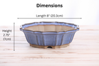 Willow Bonsai Ceramics Flower Design Bonsai Pot 8 Inch – Elegant Ceramic Bonsai & Succulent Planter, High‑Fired Frost‑Proof Stoneware with Drainage & Wiring Holes, Handmade in USA (Denim)