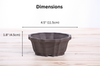 Willow Bonsai Ceramics Flower Design Bonsai Pot 4.5 Inch – Elegant Ceramic Bonsai & Succulent Planter, High‑Fired Frost‑Proof Stoneware with Drainage & Wiring Holes, Handmade in USA (Unglazed Black)
