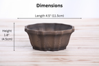 Willow Bonsai Ceramics Flower Design Bonsai Pot 4.5 Inch – Elegant Ceramic Bonsai & Succulent Planter, High‑Fired Frost‑Proof Stoneware with Drainage & Wiring Holes, Handmade in USA (Limited Edition Textured Unglazed 4.5)