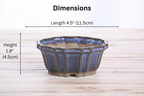 Willow Bonsai Ceramics Flower Design Bonsai Pot 4.5 Inch – Elegant Ceramic Bonsai & Succulent Planter, High‑Fired Frost‑Proof Stoneware with Drainage & Wiring Holes, Handmade in USA (Denim)