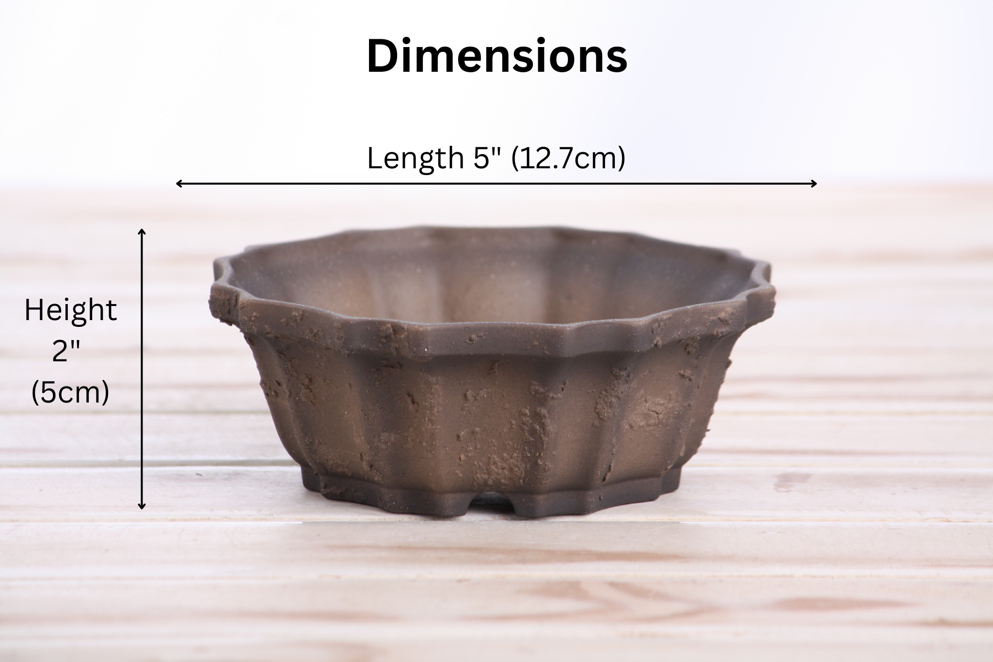 Willow Bonsai Ceramics Flower Design Bonsai Pot 5 Inch – Elegant Ceramic Bonsai & Succulent Planter, High‑Fired Frost‑Proof Stoneware with Drainage & Wiring Holes, Handmade in USA (Limited Edition Textured Unglazed 5 inch)