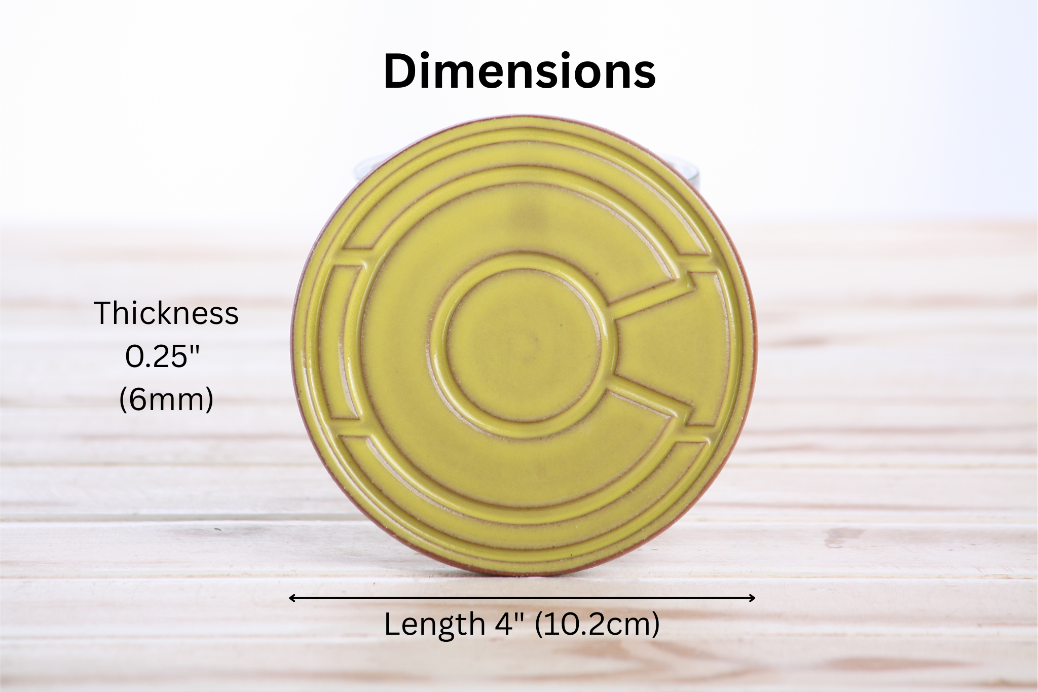 Willow Bonsai Ceramics Colorado Ceramic Coaster – 4 Inch Handmade Stoneware Drink Coaster with Indented Moat Design, Reactive Glazes, Cork Backing Pads, Made in Colorado, USA (Yellow)