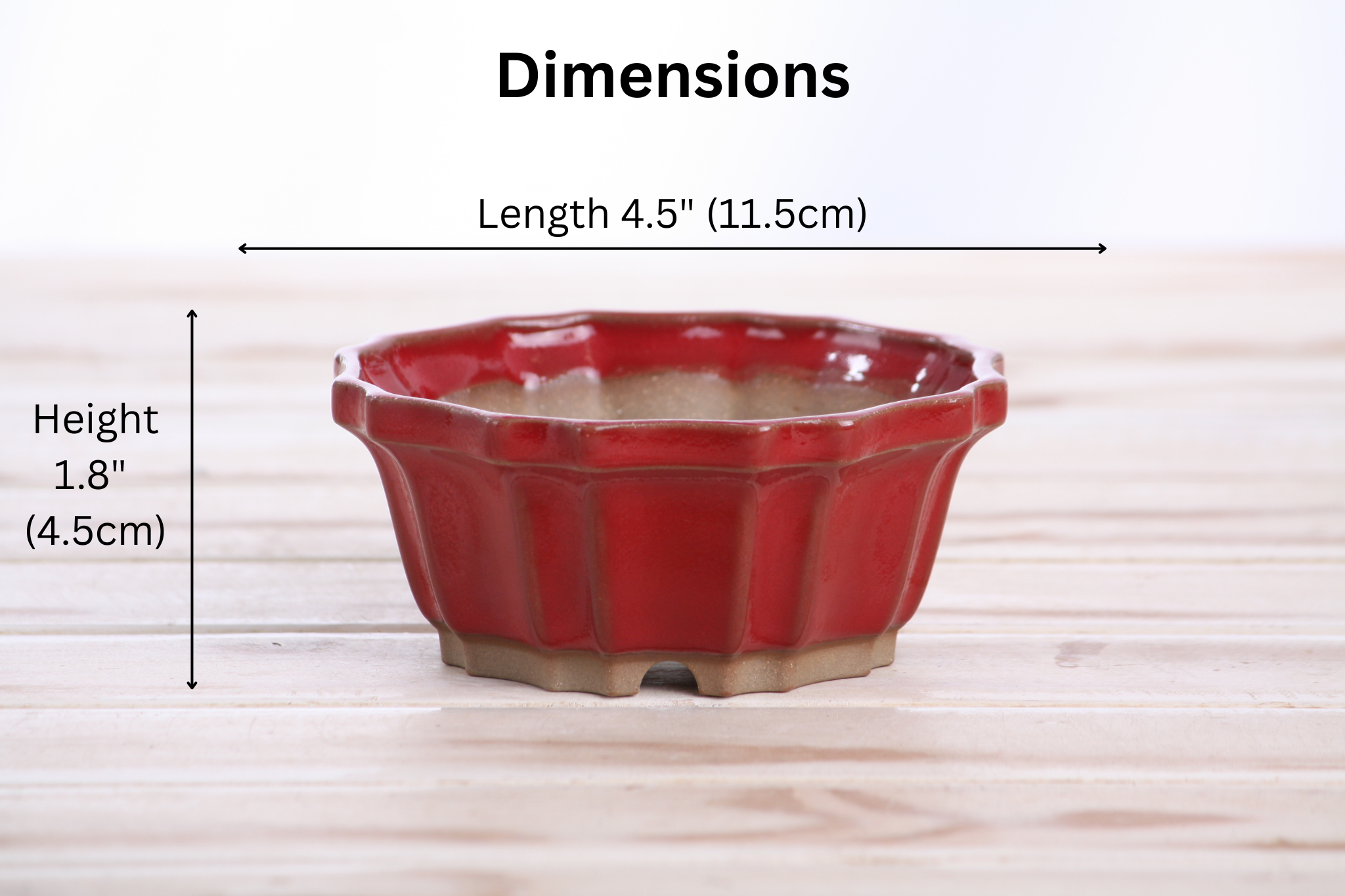 Willow Bonsai Ceramics Flower Design Bonsai Pot 4.5 Inch – Elegant Ceramic Bonsai & Succulent Planter, High‑Fired Frost‑Proof Stoneware with Drainage & Wiring Holes, Handmade in USA (Red)