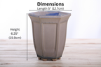Willow Bonsai Ceramics Hexagonal Windowed Cascade Bonsai Pot 5 Inch – Tall Ceramic Cascade Planter, High‑Fired Frost‑Proof Stoneware with Drainage & Wiring Holes, Handmade in USA (Ocean)