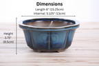 Lotus A Bonsai Pot 6 Inch – Semi‑Cascade Ceramic Planter with Scalloped Sides, High‑Fired Frost‑Proof Stoneware, Handmade in USA (Peacock)