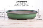 Landscape Oval A Bonsai Pot 10 Inch – Large Oval Ceramic Bonsai Planter for Forest & Group Plantings, Detailed Rim, High‑Fired Frost‑Proof Stoneware, Handmade in USA (Avocado)