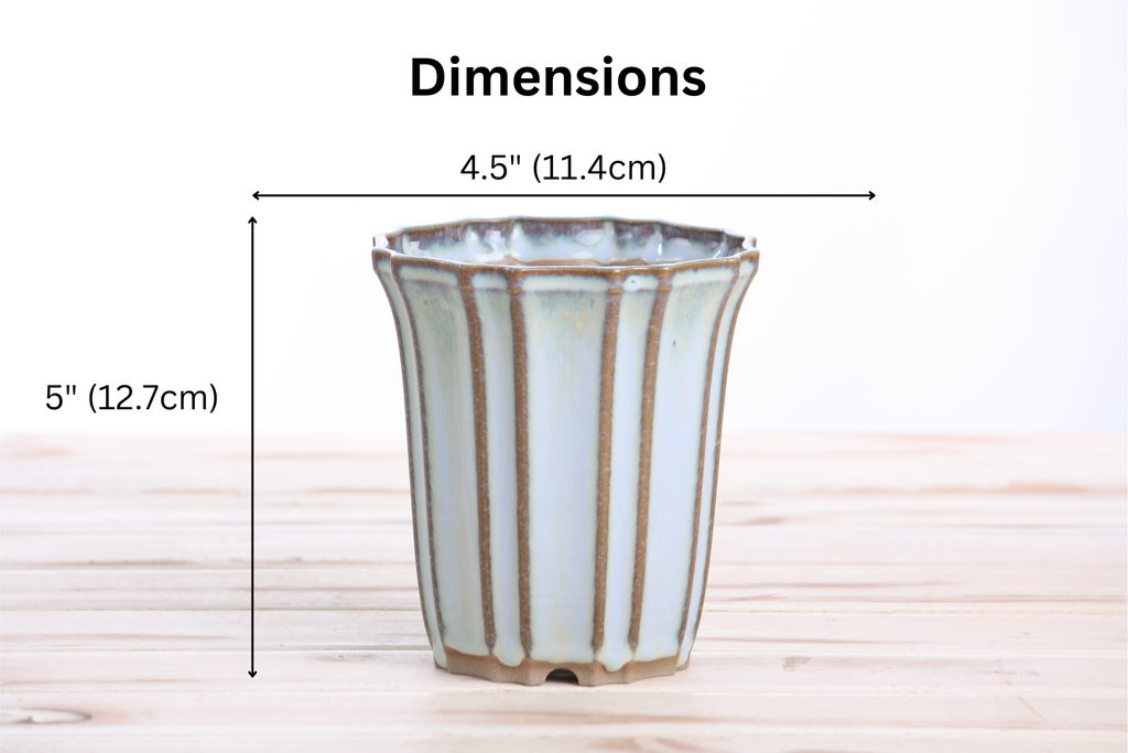 Willow Bonsai Ceramics Flower Design Cascade Bonsai Pot 4.5 Inch – Elegant Tall Ceramic Bonsai & Succulent Planter, High‑Fired Frost‑Proof Stoneware with Drainage & Wiring Holes, Handmade in USA (Glacier)
