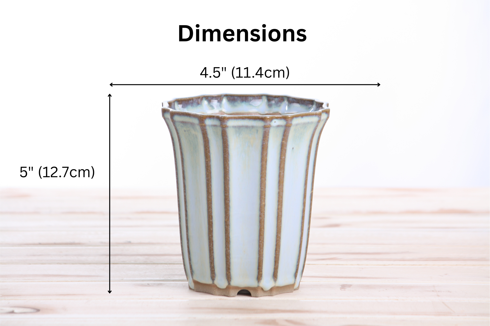 Willow Bonsai Ceramics Flower Design Cascade Bonsai Pot 4.5 Inch – Elegant Tall Ceramic Bonsai & Succulent Planter, High‑Fired Frost‑Proof Stoneware with Drainage & Wiring Holes, Handmade in USA (Glacier)
