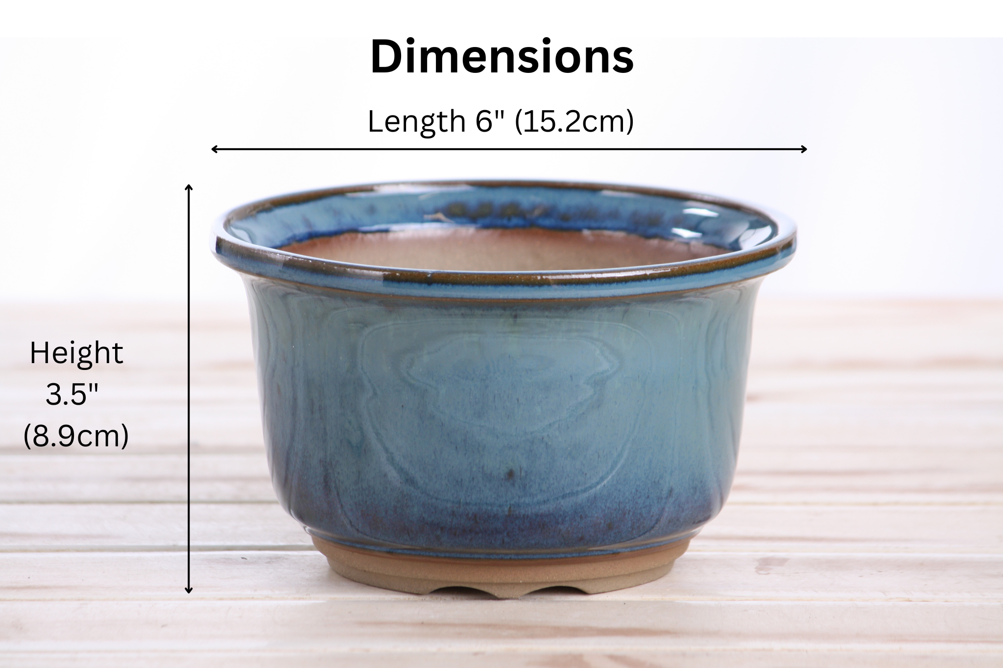 Willow Bonsai Ceramics Flute Bonsai Pot 6 Inch – Round Semi‑Cascade Ceramic Bonsai & Succulent Planter with Fluted Profile and Banded Base, High‑Fired Frost‑Proof Stoneware, Handmade in USA (Peacock)