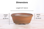 Willow Bonsai Ceramics Oval B Bonsai Pot 5.5 Inch – Tapered Oval Ceramic Bonsai & Succulent Planter with Accentuated Rim, High‑Fired Frost‑Proof Stoneware, Handmade in USA (Deep Stone)