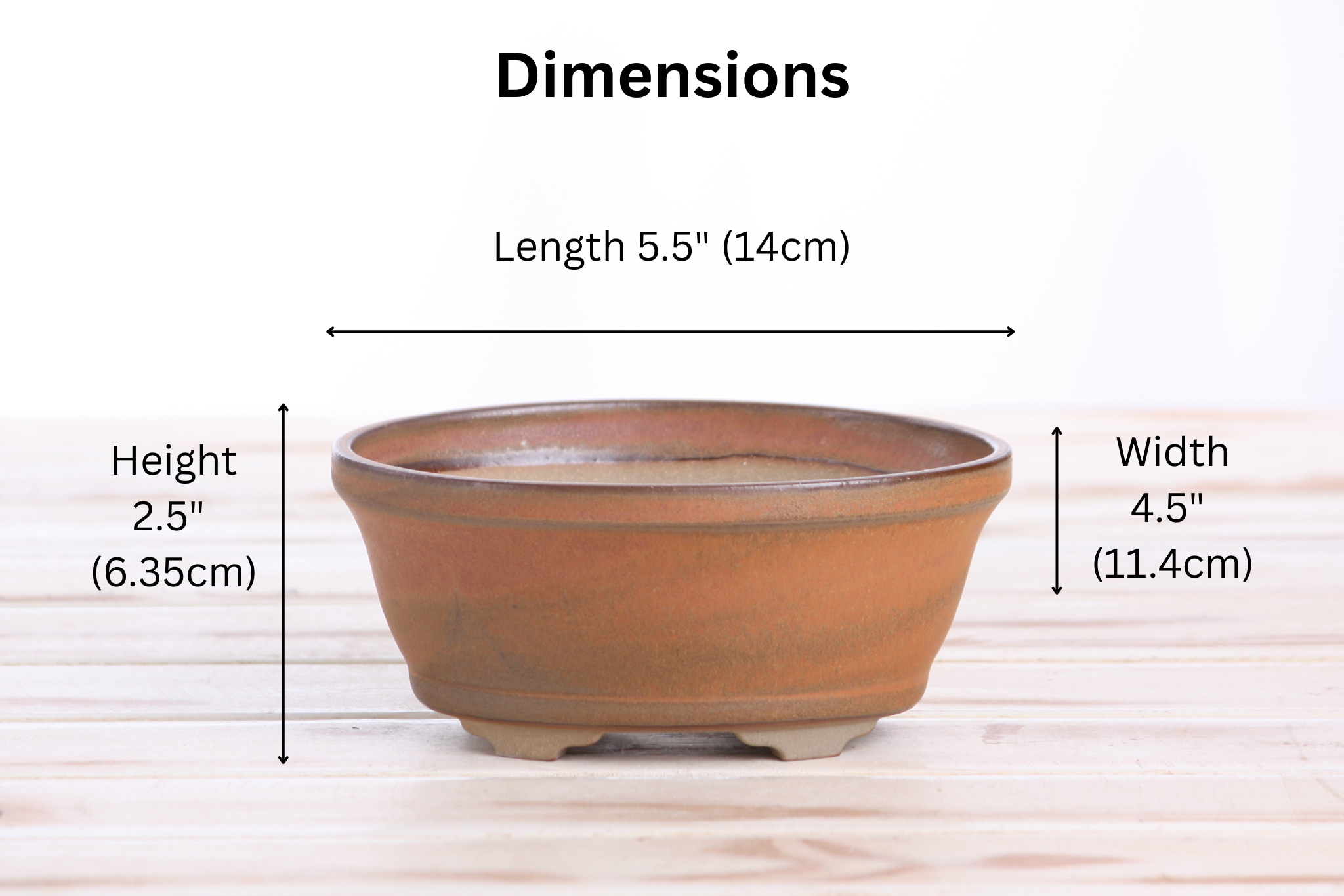 Willow Bonsai Ceramics Oval B Bonsai Pot 5.5 Inch – Tapered Oval Ceramic Bonsai & Succulent Planter with Accentuated Rim, High‑Fired Frost‑Proof Stoneware, Handmade in USA (Deep Stone)