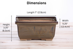 Willow Bonsai Ceramics Rectangle Deep Bonsai Pot 7 Inch – Higher‑Profile Rectangular Ceramic Bonsai & Succulent Planter with Accentuated Rim, High‑Fired Frost‑Proof Stoneware, Handmade in USA (Dark Honey)