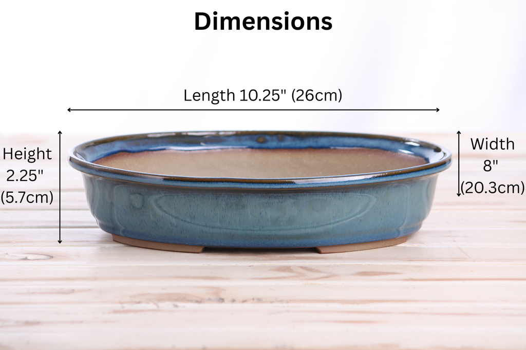 Willow Bonsai Ceramics Landscape Oval A Bonsai Pot 10 Inch – Large Oval Ceramic Bonsai Planter for Forest, Group & Specimen Tree Plantings, High‑Fired Frost‑Proof Stoneware, Handmade in USA (Peacock)