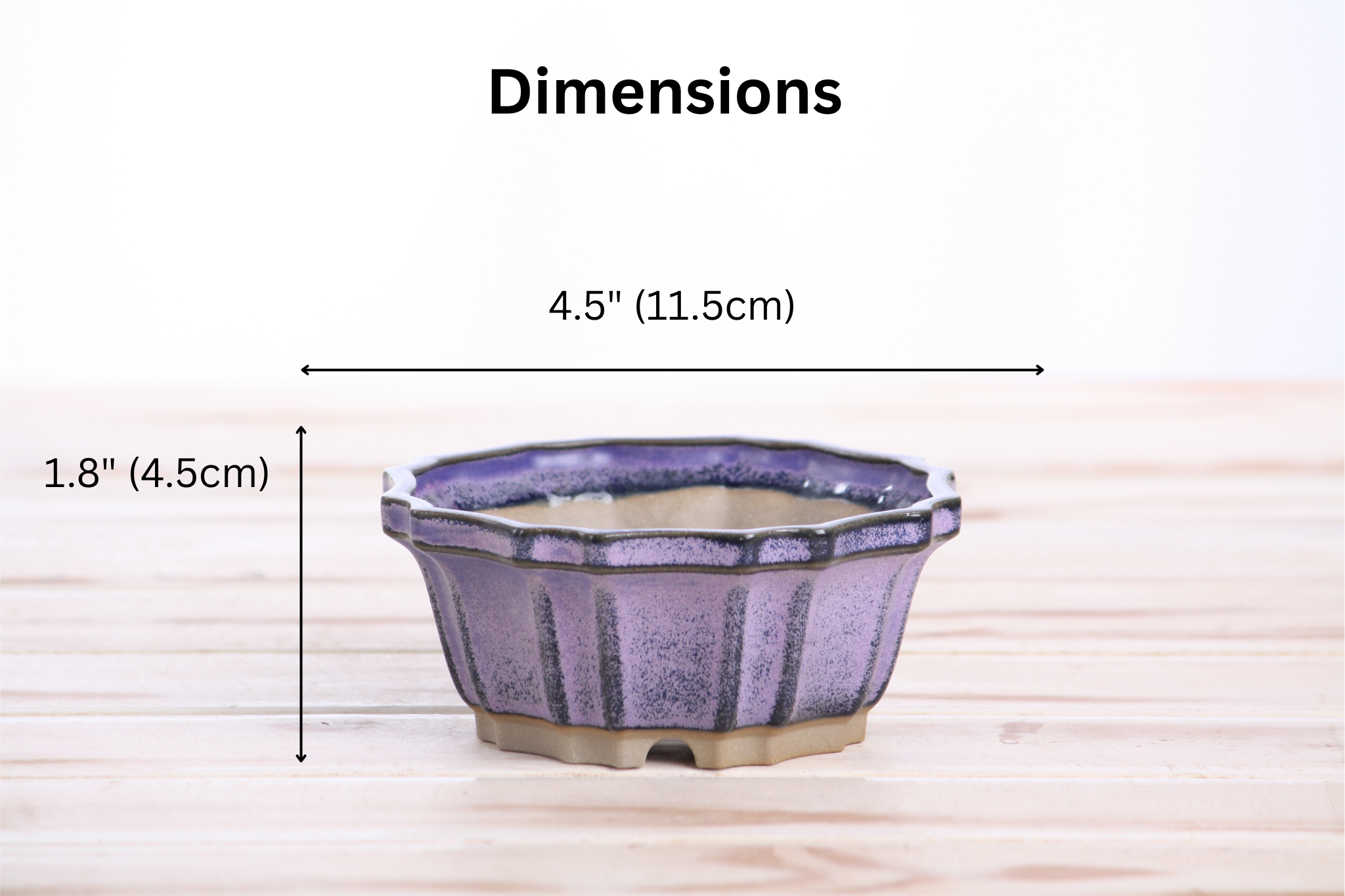 Willow Bonsai Ceramics Flower Design Bonsai Pot 4.5 Inch – Elegant Ceramic Bonsai & Succulent Planter, High‑Fired Frost‑Proof Stoneware with Drainage & Wiring Holes, Handmade in USA (Purple)