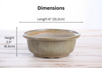 Willow Bonsai Ceramics Round Bonsai Pot 6 Inch – Round Ceramic Bonsai & Succulent Planter with Accentuated Rim and Sculpted Foot Ring, High‑Fired Frost‑Proof Stoneware, Handmade in USA (Copenhagen)