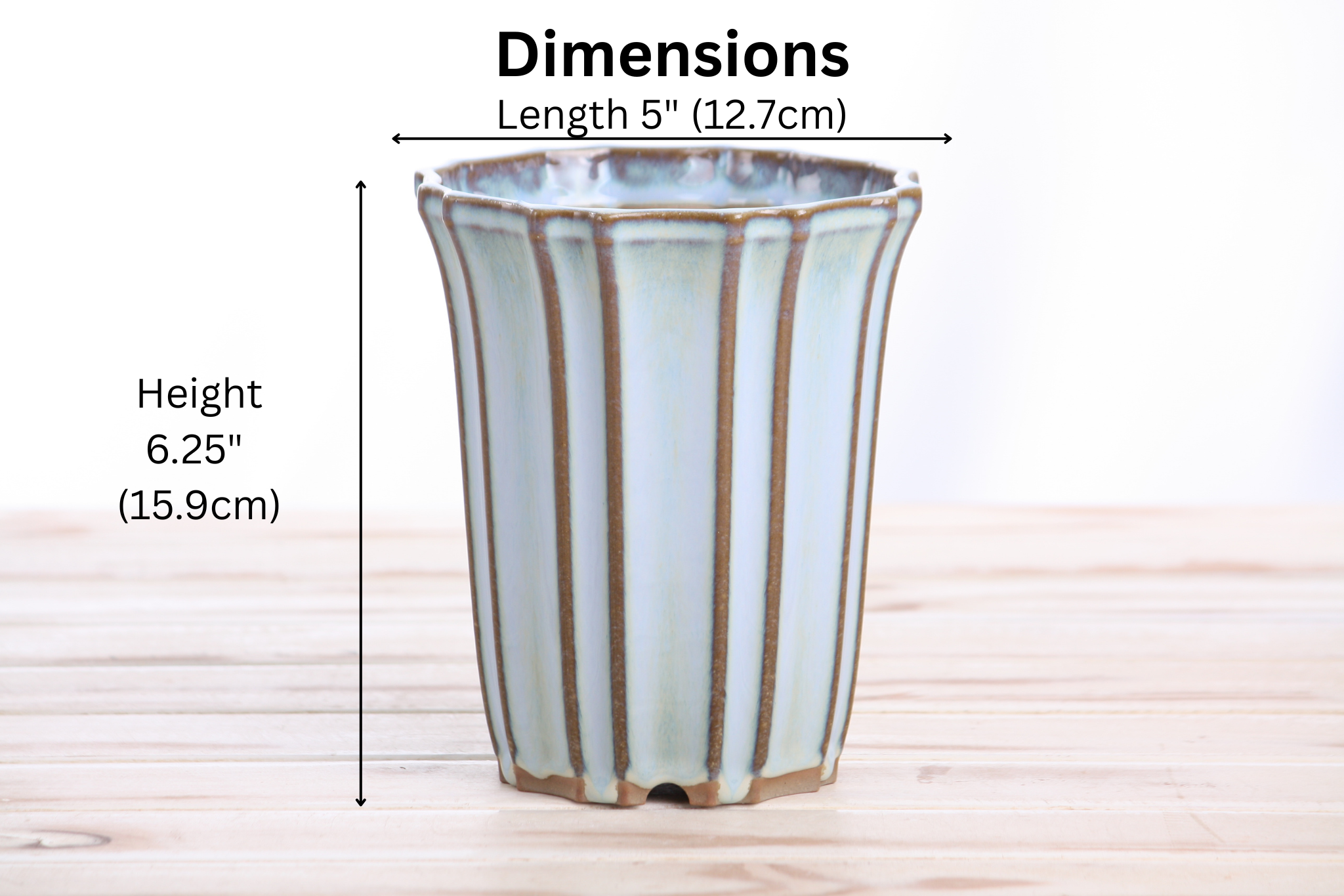 Willow Bonsai Ceramics Flower Design Cascade Bonsai Pot 5 Inch – Elegant Tall Ceramic Bonsai & Succulent Planter, High‑Fired Frost‑Proof Stoneware with Drainage & Wiring Holes, Handmade in USA (Glacier)