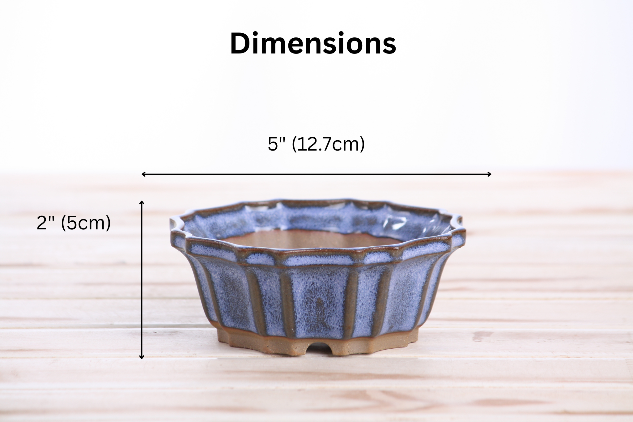 Willow Bonsai Ceramics Flower Design Bonsai Pot 5 Inch – Elegant Ceramic Bonsai & Succulent Planter, High‑Fired Frost‑Proof Stoneware with Drainage & Wiring Holes, Handmade in USA (Denim)