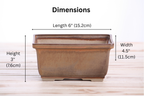 Willow Bonsai Ceramics Rectangle Deep Bonsai Pot 6 Inch – Higher‑Profile Rectangular Ceramic Bonsai & Succulent Planter with Accentuated Rim, High‑Fired Frost‑Proof Stoneware, Handmade in USA (Deep Stone)