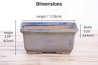 Willow Bonsai Ceramics Rectangle Deep Bonsai Pot 7 Inch – Higher‑Profile Rectangular Ceramic Bonsai & Succulent Planter with Accentuated Rim, High‑Fired Frost‑Proof Stoneware, Handmade in USA (Ocean)