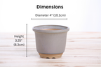 Willow Bonsai Ceramics Flute Bonsai Pot 4 Inch – Round Semi‑Cascade Ceramic Bonsai & Succulent Planter with Fluted Profile and Banded Base, High‑Fired Frost‑Proof Stoneware, Handmade in USA (Ocean)