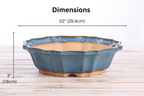 Willow Bonsai Ceramics Flower Design Bonsai Pot 10 Inch – Elegant Ceramic Bonsai & Succulent Planter, High‑Fired Frost‑Proof Stoneware with Drainage & Wiring Holes, Handmade in USA (Peacock 2025)