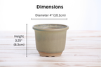 Willow Bonsai Ceramics Flute Bonsai Pot 4 Inch – Round Semi‑Cascade Ceramic Bonsai & Succulent Planter with Fluted Profile and Banded Base, High‑Fired Frost‑Proof Stoneware, Handmade in USA (Speckled Moss)