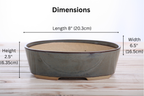 Willow Bonsai Ceramics Oval A Bonsai Pot 8 Inch – Straight‑Sided Oval Ceramic Bonsai & Succulent Planter, High‑Fired Frost‑Proof Stoneware with Drainage & Wiring Holes, Handmade in USA (Starry Night)