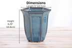 Willow Bonsai Ceramics Hexagonal Windowed Cascade Bonsai Pot 5 Inch – Tall Ceramic Cascade Planter, High‑Fired Frost‑Proof Stoneware with Drainage & Wiring Holes, Handmade in USA (Peacock)