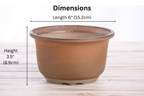 Willow Bonsai Ceramics Flute Bonsai Pot 6 Inch – Round Semi‑Cascade Ceramic Bonsai & Succulent Planter with Fluted Profile and Banded Base, High‑Fired Frost‑Proof Stoneware, Handmade in USA (Deep Stone)