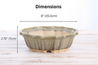 Willow Bonsai Ceramics Flower Design Bonsai Pot 8 Inch – Elegant Ceramic Bonsai & Succulent Planter, High‑Fired Frost‑Proof Stoneware with Drainage & Wiring Holes, Handmade in USA (Copenhagen)
