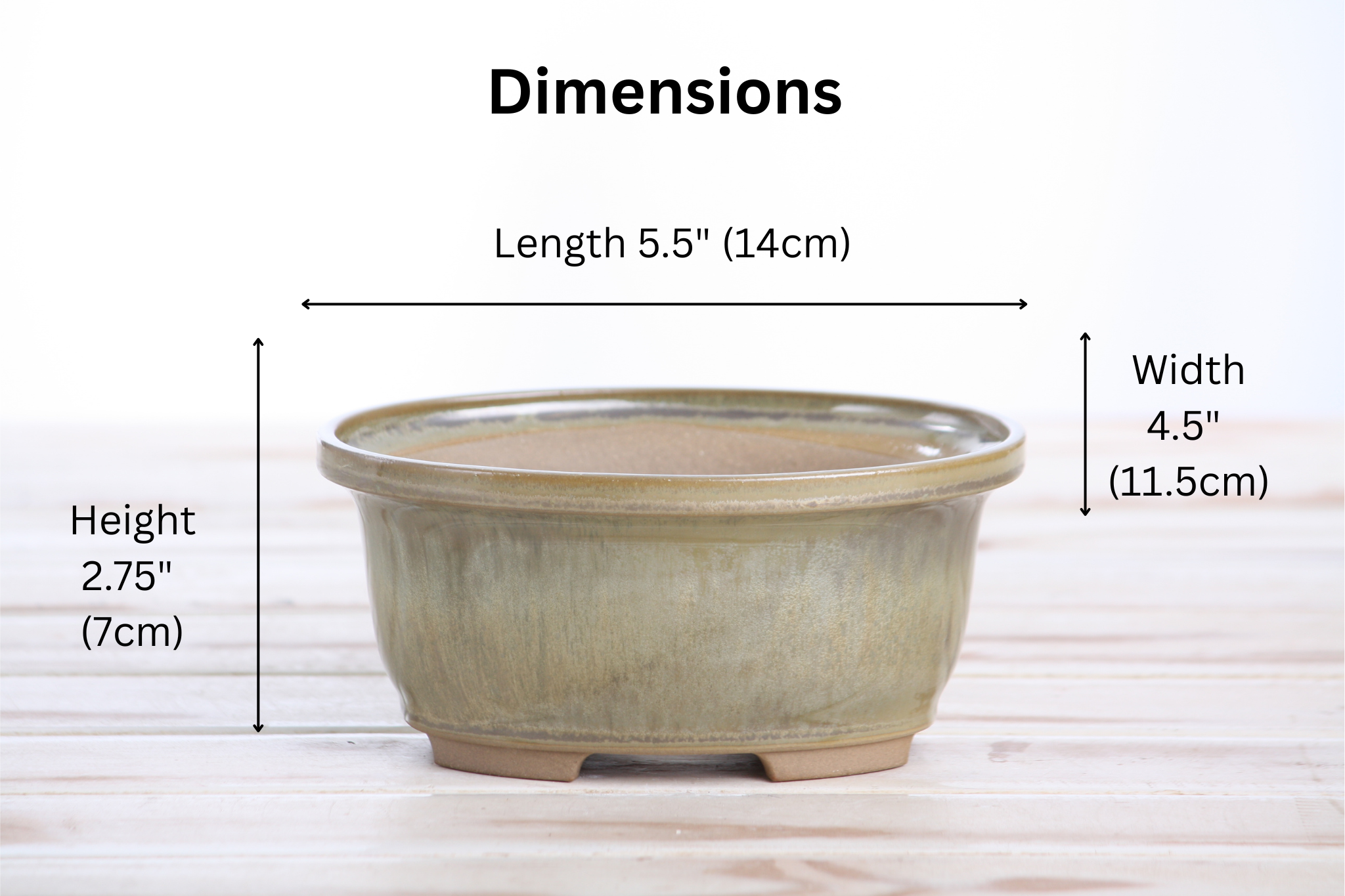 Willow Bonsai Ceramics Fat Bonsai Pot 5.5 Inch – Bold Oval Ceramic Bonsai & Succulent Planter with Accentuated Rim, High‑Fired Frost‑Proof Stoneware, Handmade in USA (Copenhagen)