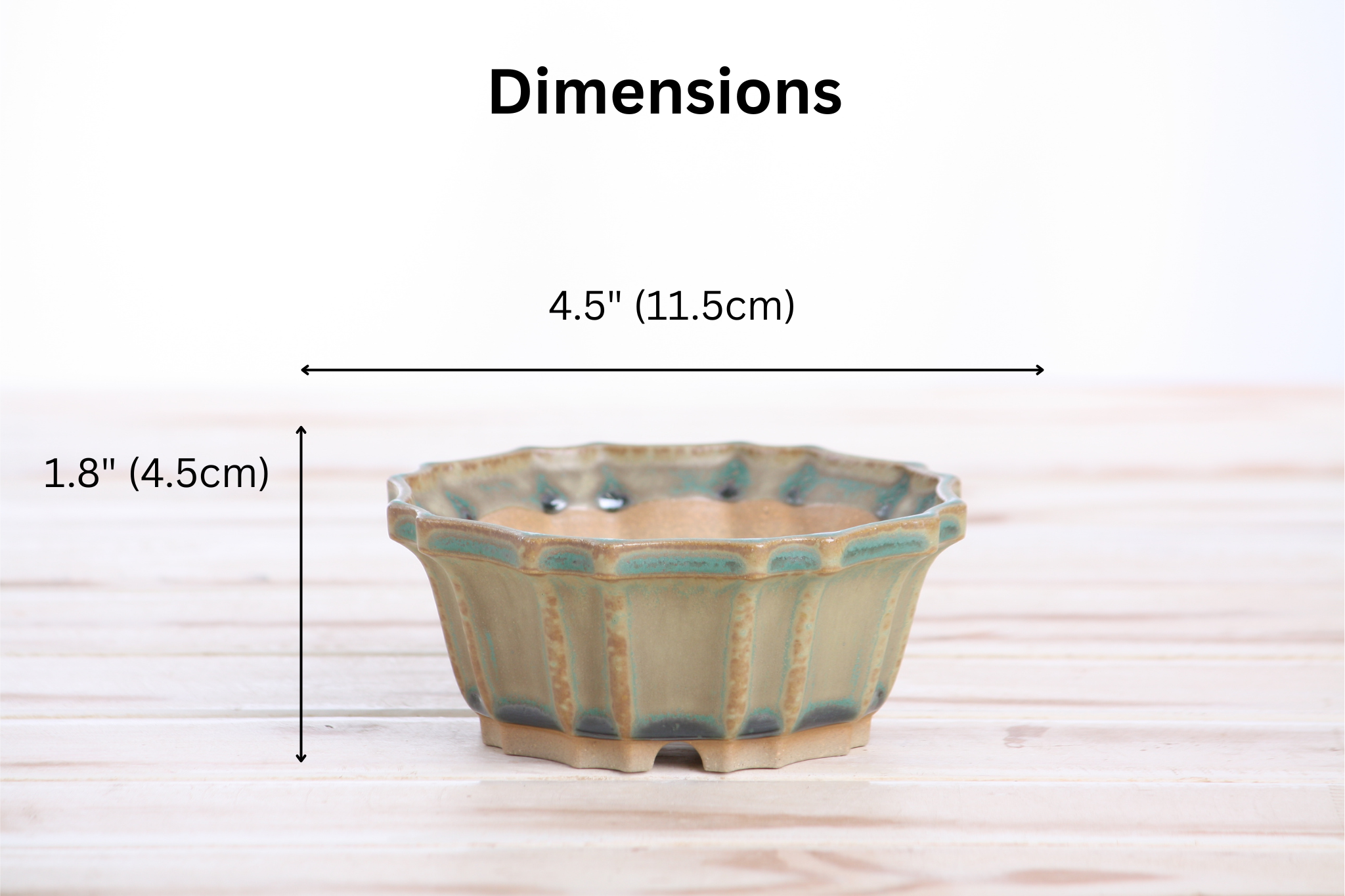 Willow Bonsai Ceramics Flower Design Bonsai Pot 4.5 Inch – Elegant Ceramic Bonsai & Succulent Planter, High‑Fired Frost‑Proof Stoneware with Drainage & Wiring Holes, Handmade in USA (Speckled Moss)