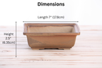 Willow Bonsai Ceramics Square Bonsai Pot 7 Inch – Low‑Profile Square Ceramic Bonsai & Succulent Planter with Accentuated Rim, High‑Fired Frost‑Proof Stoneware, Handmade in USA (Deep Stone)