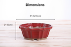 Willow Bonsai Ceramics Flower Design Bonsai Pot 5 Inch – Elegant Ceramic Bonsai & Succulent Planter, High‑Fired Frost‑Proof Stoneware with Drainage & Wiring Holes, Handmade in USA (Red)